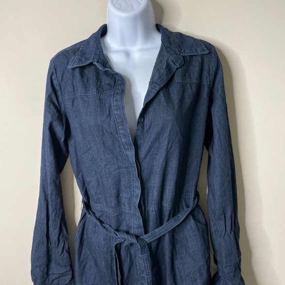 A New Day Dark Blue Chambray Denim Dress Small - Picture 2 of 5